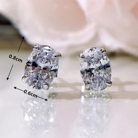 Silver Preppy Women's Elegant Cubic Zirconia Stud Earrings - Picture 6 of 6